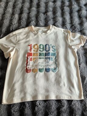 Cream 1990's Retro Cassette Graphic Tee